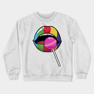 Super sweet red lips lollipop pink Crewneck Sweatshirt